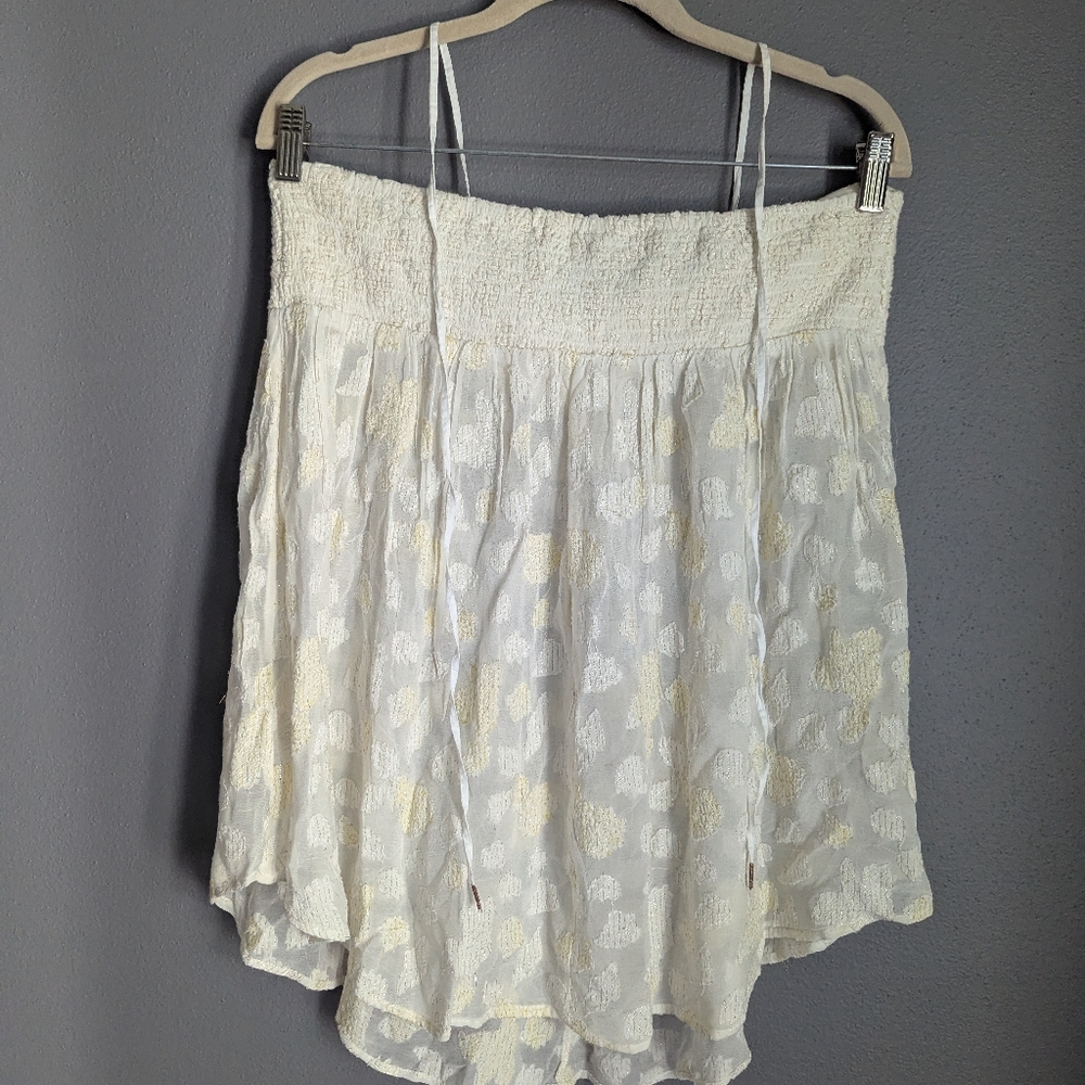 Free people yellow and ivory crochet flowy tank top halter 16x27 Size XL - Picture 5 of 5